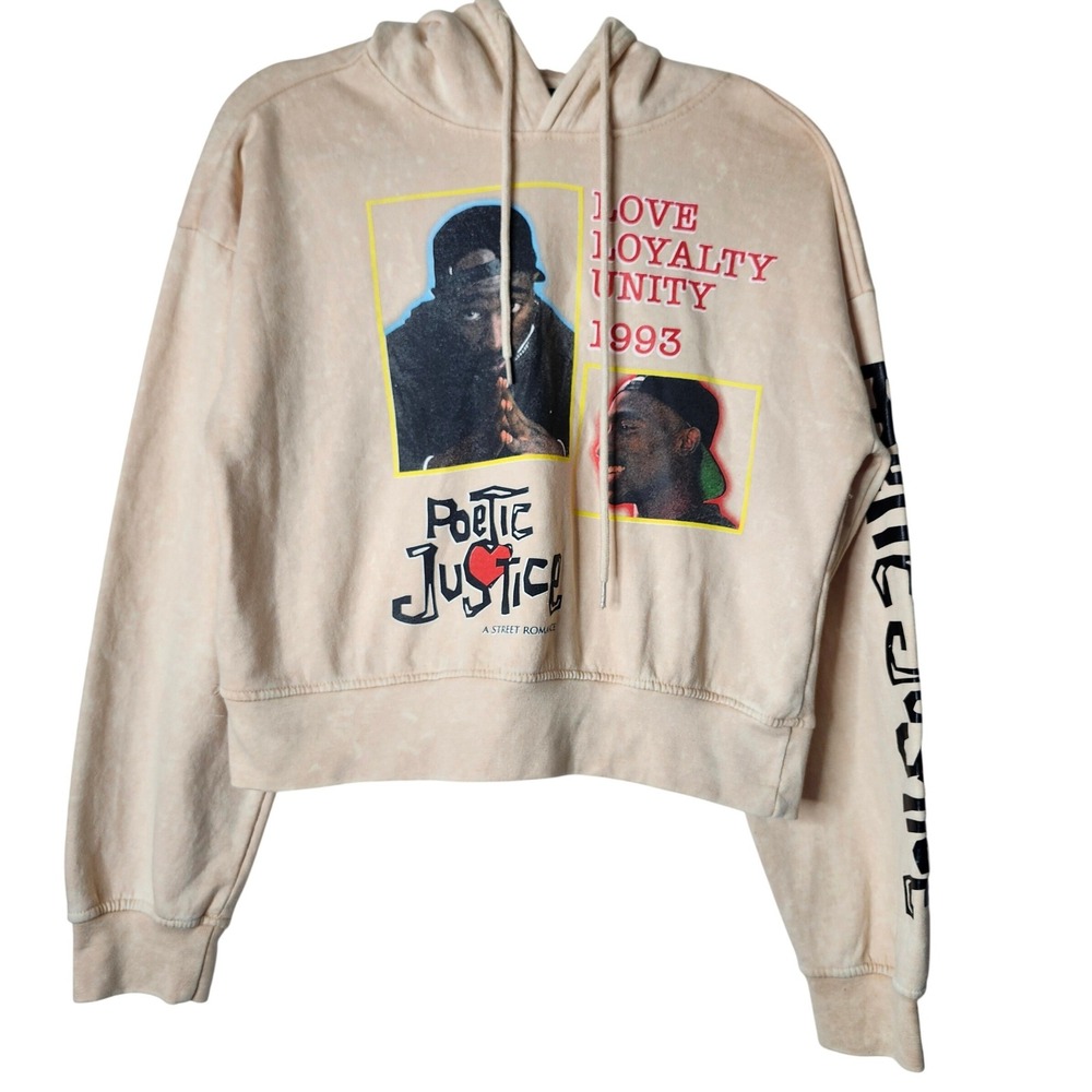 Tupac Poetic Justice Cropped Hoodie Medium Hip Hop Streetwear 90s Retro
